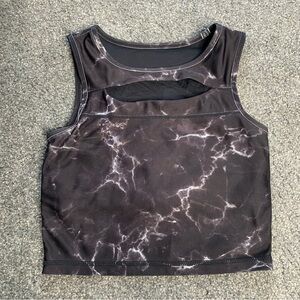 BuffBunny black marble peekaboo crop top